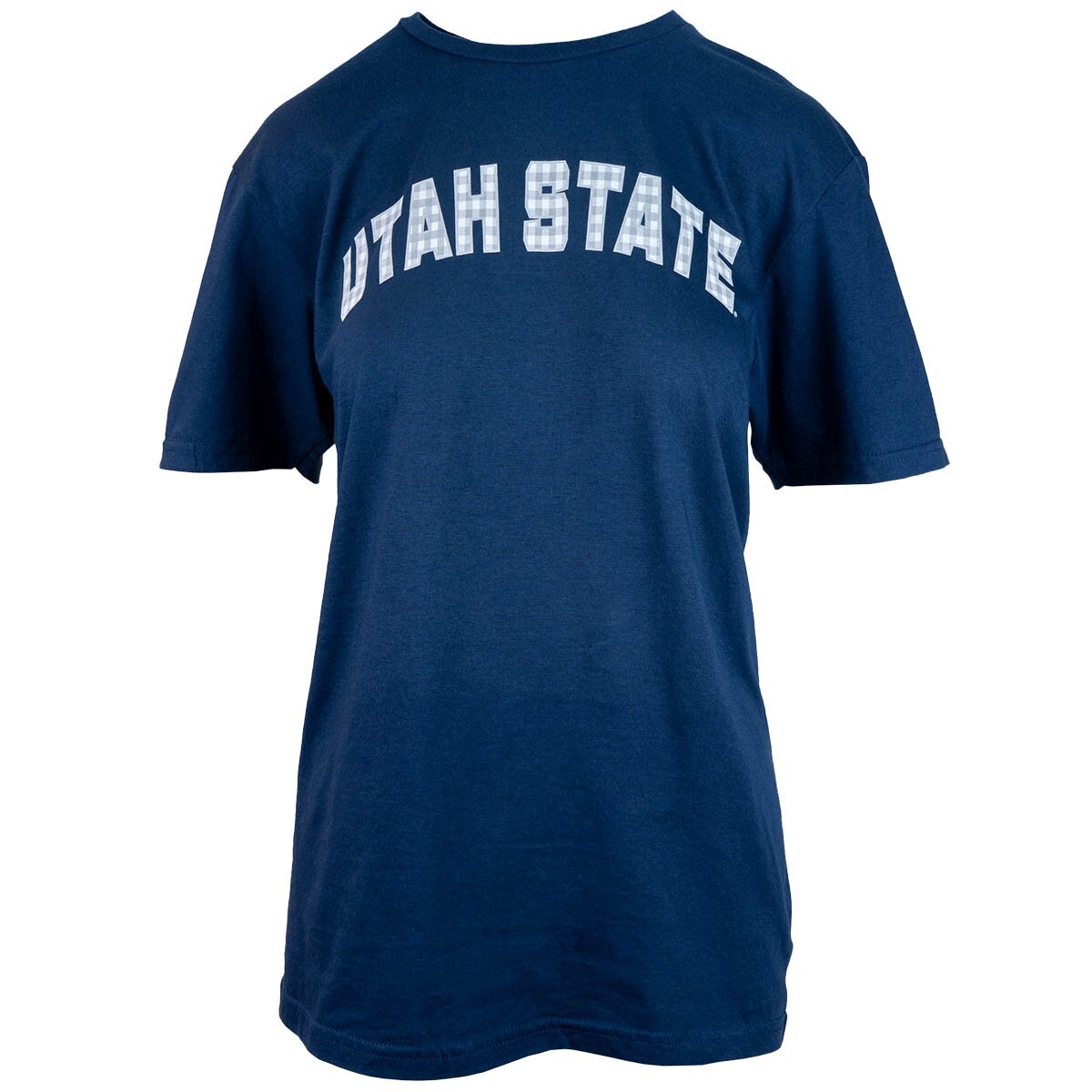 Utah State gingham navy t-shirt